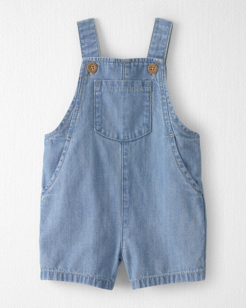 B&eacute;b&eacute; - Salopette courte en chambray de coton biologique, image 1 sur 5 diapositives