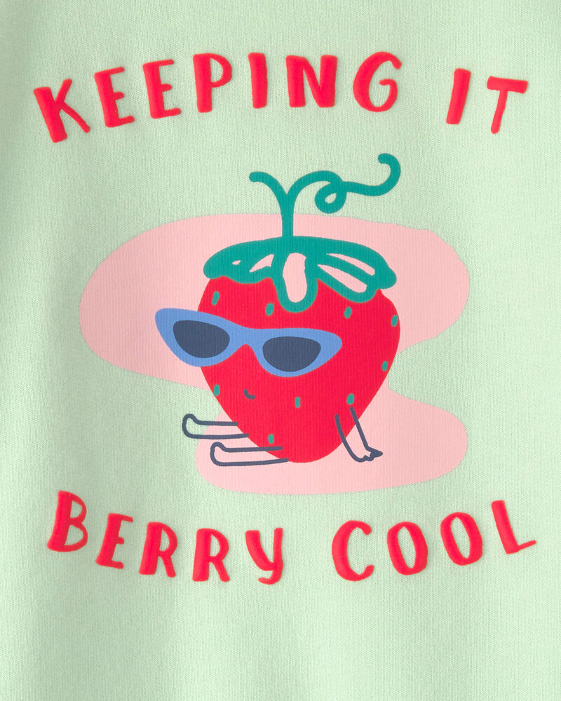 Baby Girl Strawberry French Terry Pullover Sweatshirt - Green, image 5 of 6 slides