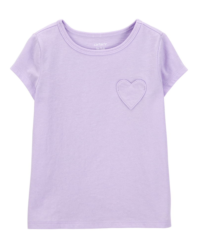 Baby Heart Pocket Short-Sleeve Fashion Top - Purple, image 1 of 4 slides