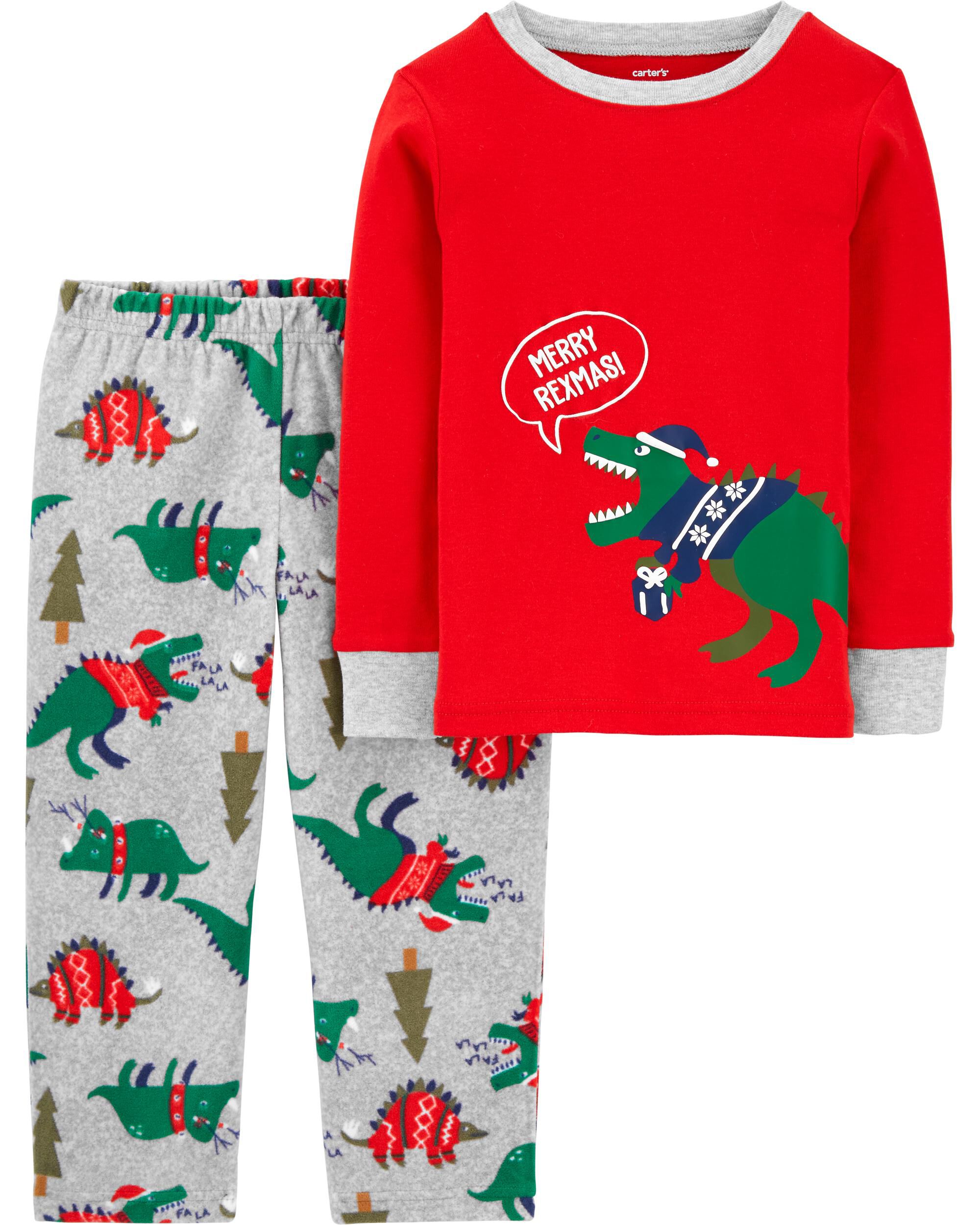 Carters christmas dinosaur pajamas best sale