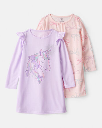 Filles - Emballage de 2 robes de nuit à licorne, 