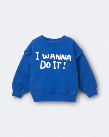 Toddler 'I Wanna Do It!' Layered Pullover Sweatshirt - Royal Blue, 
