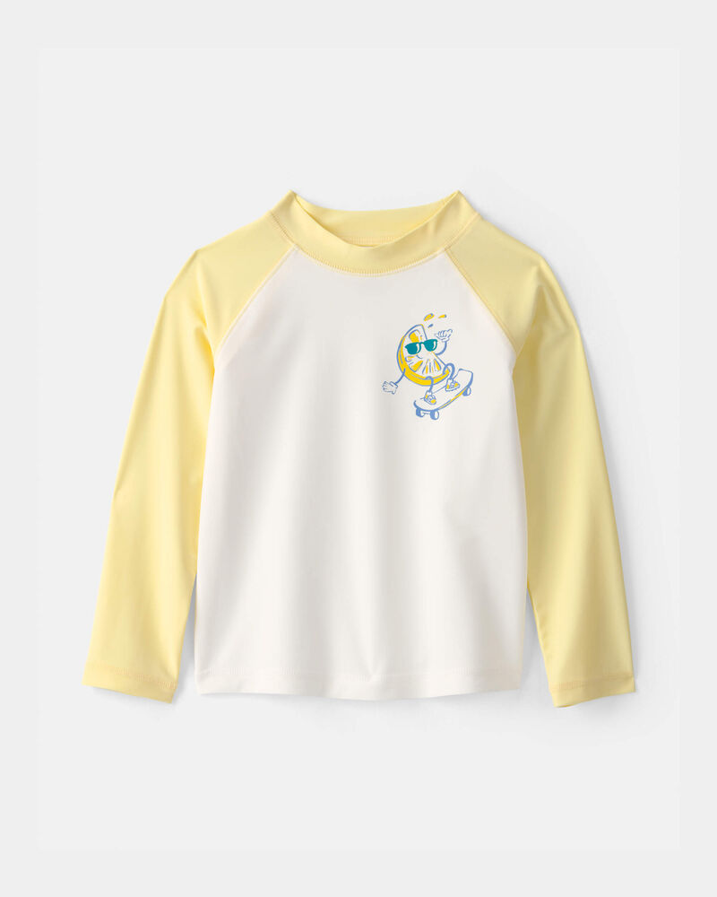 Toddler Boy Lemon Long-Sleeve Rashguard - Yellow/White, image 1 of 4 slides