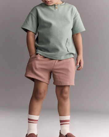 Toddler Boy Button-Front Tee with Pocket - Sage, 