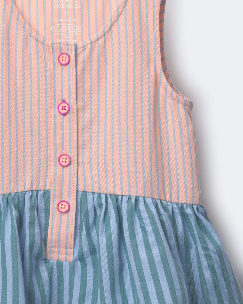 Toddler Girl Tiered Drop-Waist Dress in Stripes - Blue/Purple, image 5 of 5 slides