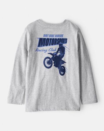 Boys Motorcycle Long-Sleeve Graphic Tee - Grey, 