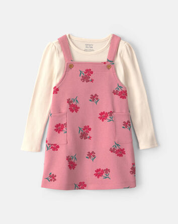 B&eacute;b&eacute; fille - Ensemble robe &agrave; motif floral et manches longues en jersey bouclette &ndash; Rose/Cr&egrave;me, 