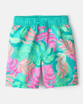 Boys Tropical Swim Trunks - Teal, 