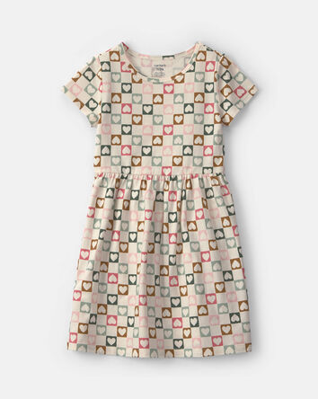 Girls Heart Short-Sleeve Dress - Cream, 
