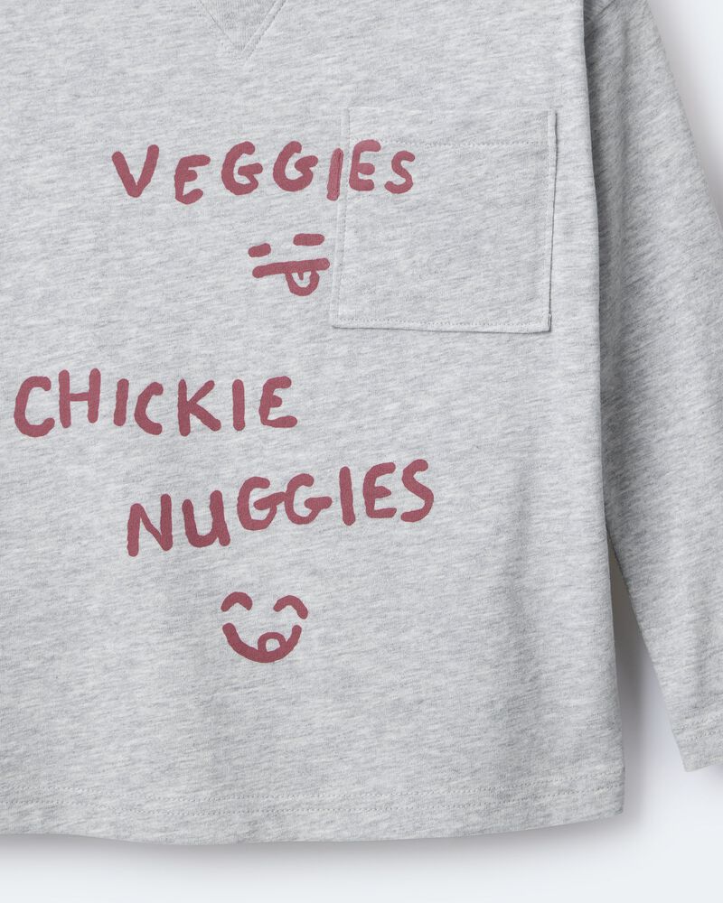 Toddler Chicken Nuggies Long-Sleeve Pocket Graphic Tee - Heather Grey, image 7 of 7 slides