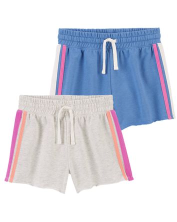 Emballage de 2 shorts rayés à cordon de serrage pour jeunes, 