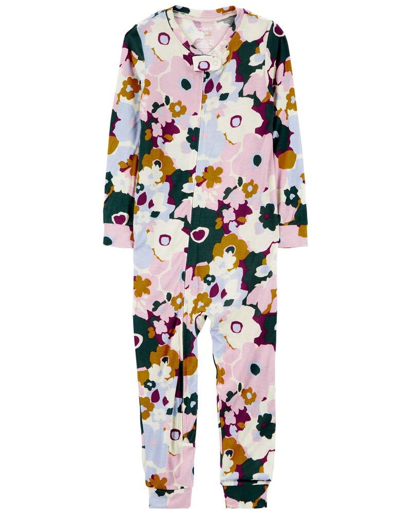 Toddler 1-Piece PurelySoft Floral Print Pyjamas, image 1 of 4 slides