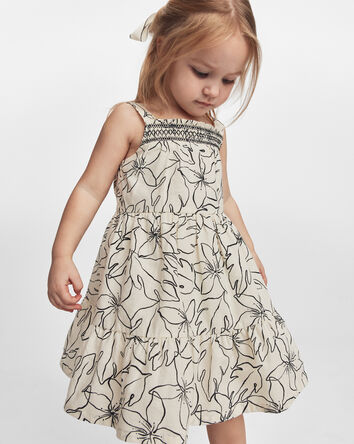 Tout-petit fille - Robe sans manches &agrave; motif floral - Cr&egrave;me/Noir, 