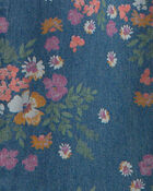 Girls Floral Denim Short-Sleeve Jumpsuit - Dark Wash, image 6 of 7 slides