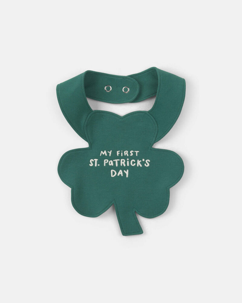 B&eacute;b&eacute; - Bavoir en coton en forme de tr&egrave;fle &laquo;My First St. Patrick's Day&raquo; &ndash; Vert, image 1 sur 1 diapositives