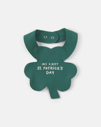 B&eacute;b&eacute; - Bavoir en coton en forme de tr&egrave;fle &laquo;My First St. Patrick's Day&raquo; &ndash; Vert, 