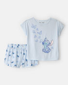 Filles - Pyjama 2 pi&egrave;ces &agrave; manches courtes Disney&copy; Lilo & Stitch - Bleu, image 1 sur 5 diapositives