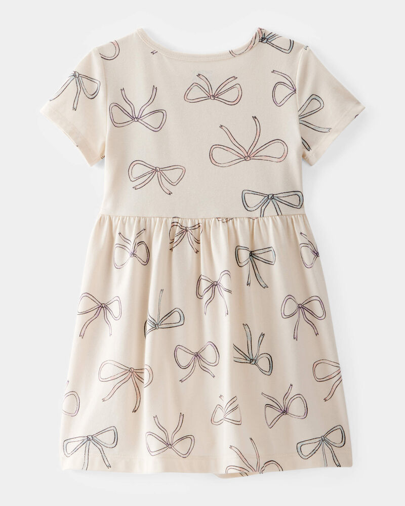 Toddler Girl Bow Print Dress, image 2 of 4 slides