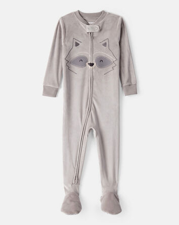 Toddler Boy Raccoon DreamPlush Long-Sleeve Snug Fit 1-Piece Pyjamas - Grey, 