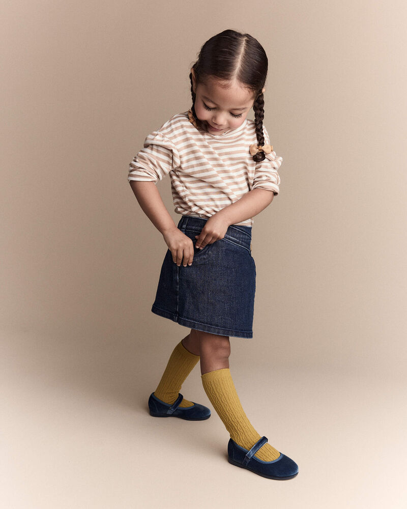 Toddler Girl Striped Long-Sleeve Relaxed Tee - Cream/Tan, image 4 of 7 slides