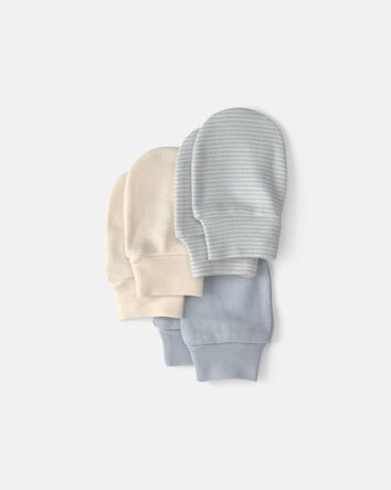 Baby 3-Pack Mitts - Blue/Ivory, 