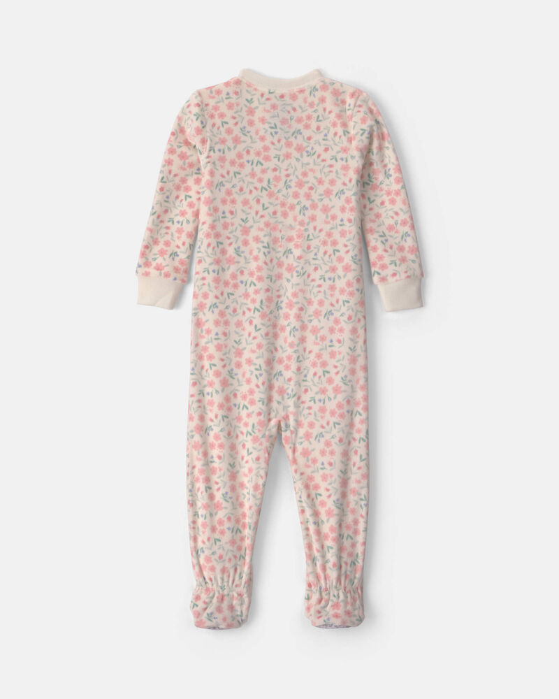 Toute-petit fille - Pyjama ajust&eacute; 1 pi&egrave;ce &agrave; pieds en DreamPlush &agrave; motif floral &ndash; Cr&egrave;me, image 2 sur 3 diapositives