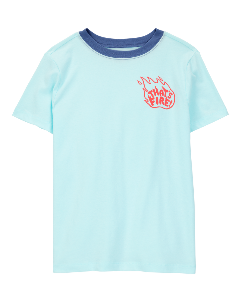 Boys That's Fire Short-Sleeve Graphic Tee - Turquoise, image 1 of 3 slides