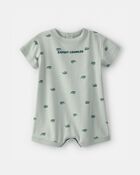 Baby Boy Snail Short-Sleeve Romper - Green, image 1 of 4 slides