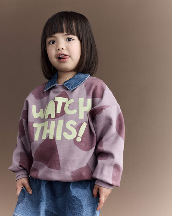 Toddler 'Watch This!' Shapes Dolman-Sleeve Sweatshirt - Mauve, 