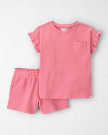 Filles - Ensemble 2 pi&egrave;ces haut et short en coton biologique, 