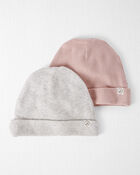 Baby 2-Pack Organic Cotton Rib Caps, image 1 of 3 slides