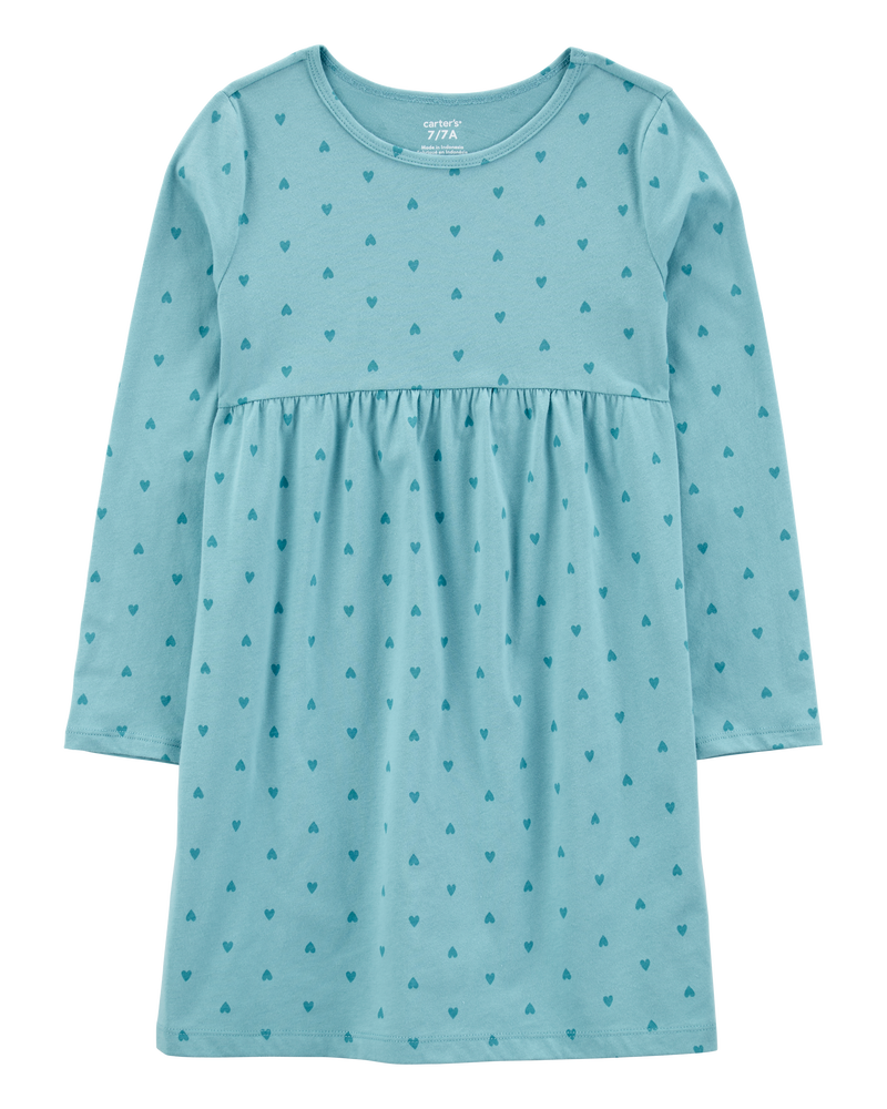 Kid Heart Long-Sleeve Jersey Dress, image 1 of 4 slides