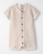 Baby Girl Organic Cotton Sweater Romper in Cream, image 1 of 4 slides