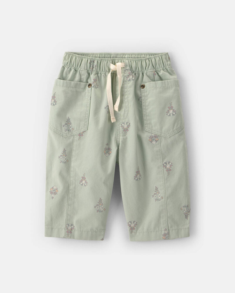 Baby Girl Floral Barrel Pants - Green, image 1 of 4 slides