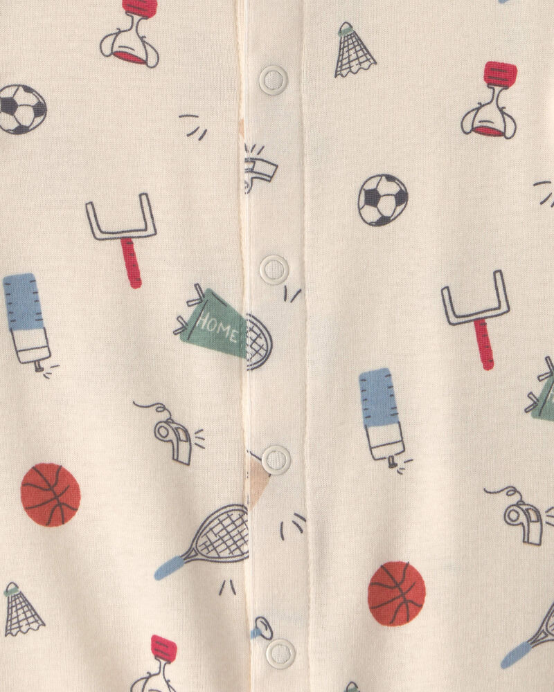 Baby Sports Short-Sleeve Romper - Ivory, image 2 of 3 slides