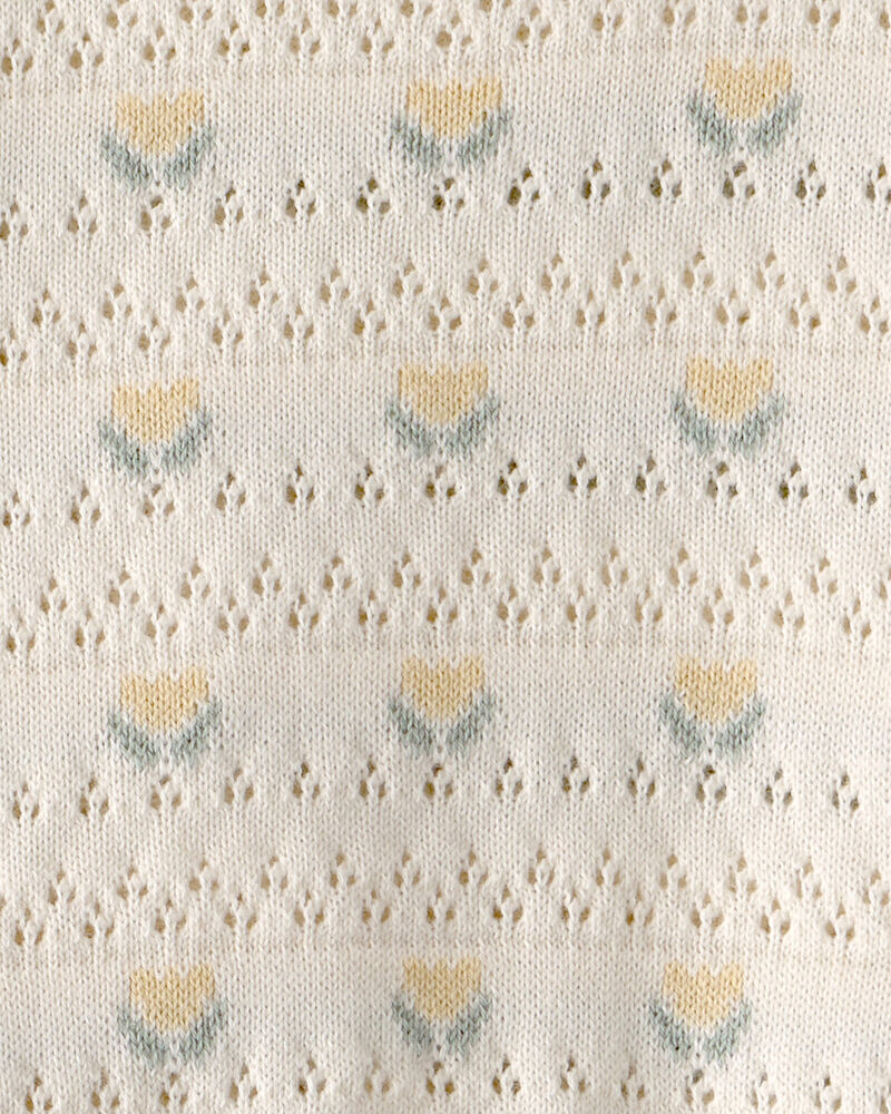 Baby Girl Organic Cotton Sweater Set in Yellow Floral, image 4 of 5 slides