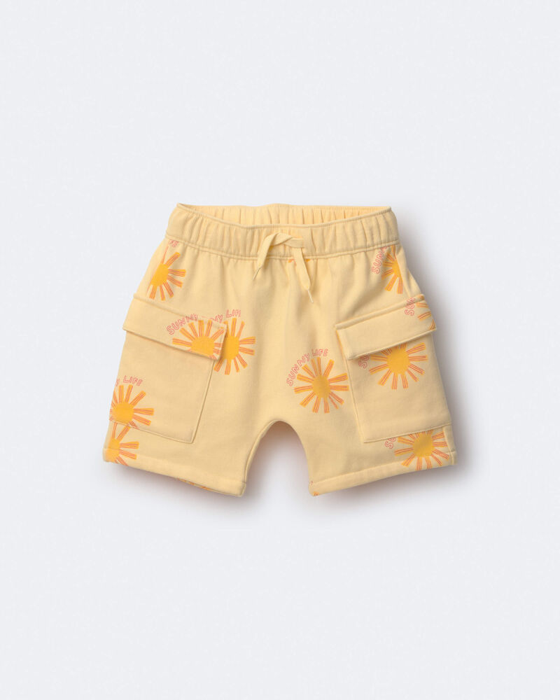 Tout-petit gar&ccedil;on - Short cargo en jersey bouclette &agrave; imprim&eacute; Rayon de soleil - Jaune, image 2 sur 6 diapositives