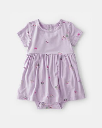 Baby Girl Fairytale Short-Sleeve Bodysuit Dress - Purple, 