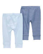 Bébé Emballage de 2 pantalons à enfiler en coton, image 2 sur 5 diapositives
