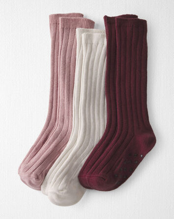 Toddler Girl 3-Pack No-Slip Knee-High Socks Made with Organic Cotton, 