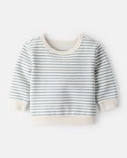 Baby Boy Stripe Fleece Pullover Sweatshirt - Blue, image 1 of 4 slides