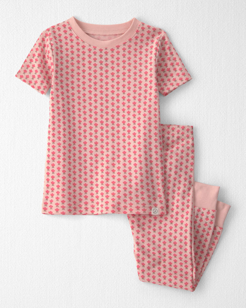 Toddler Girl 2-Piece Organic Cotton Pyjamas in Pink Floral, image 1 of 4 slides