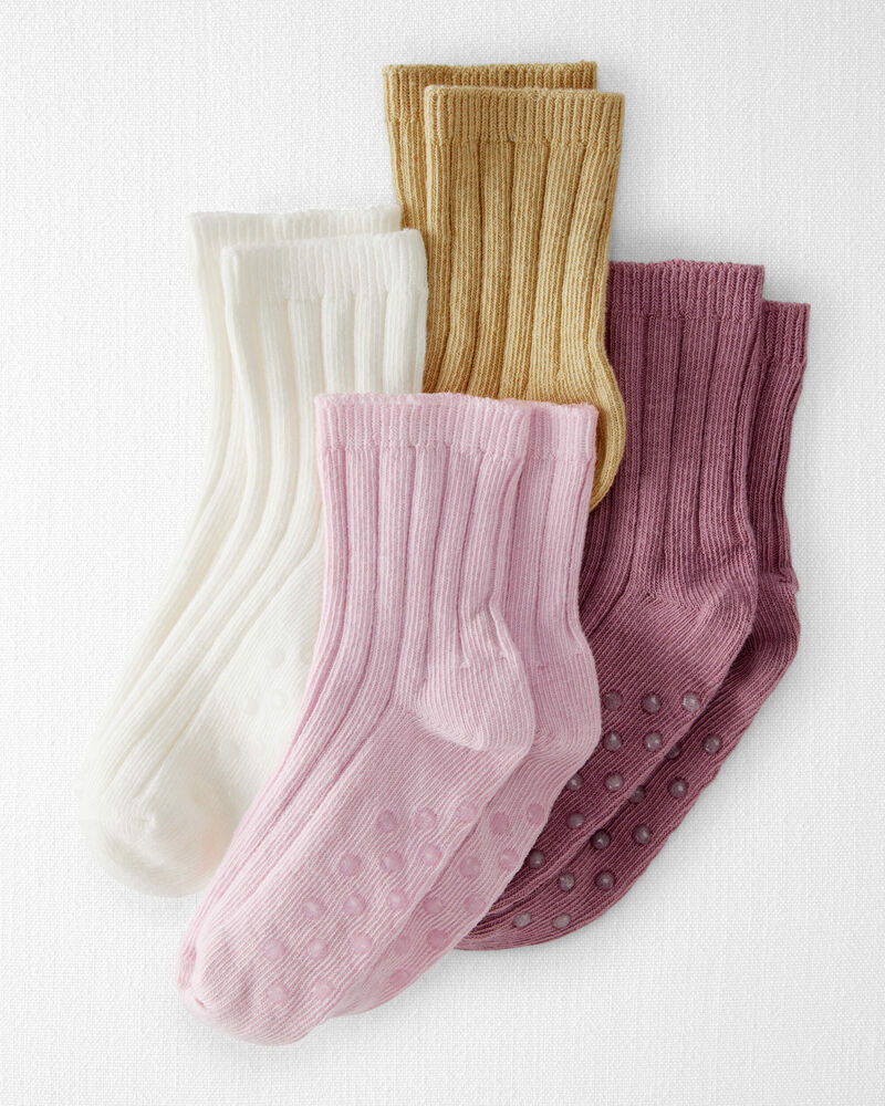 Toddler Toddler Girl 4-Pack No-Slip Socks Made with Organic Cotton, image 1 of 3 slides