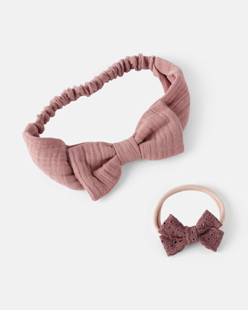 Baby Girl 2-Pack Bow Headwraps, image 1 of 1 slides
