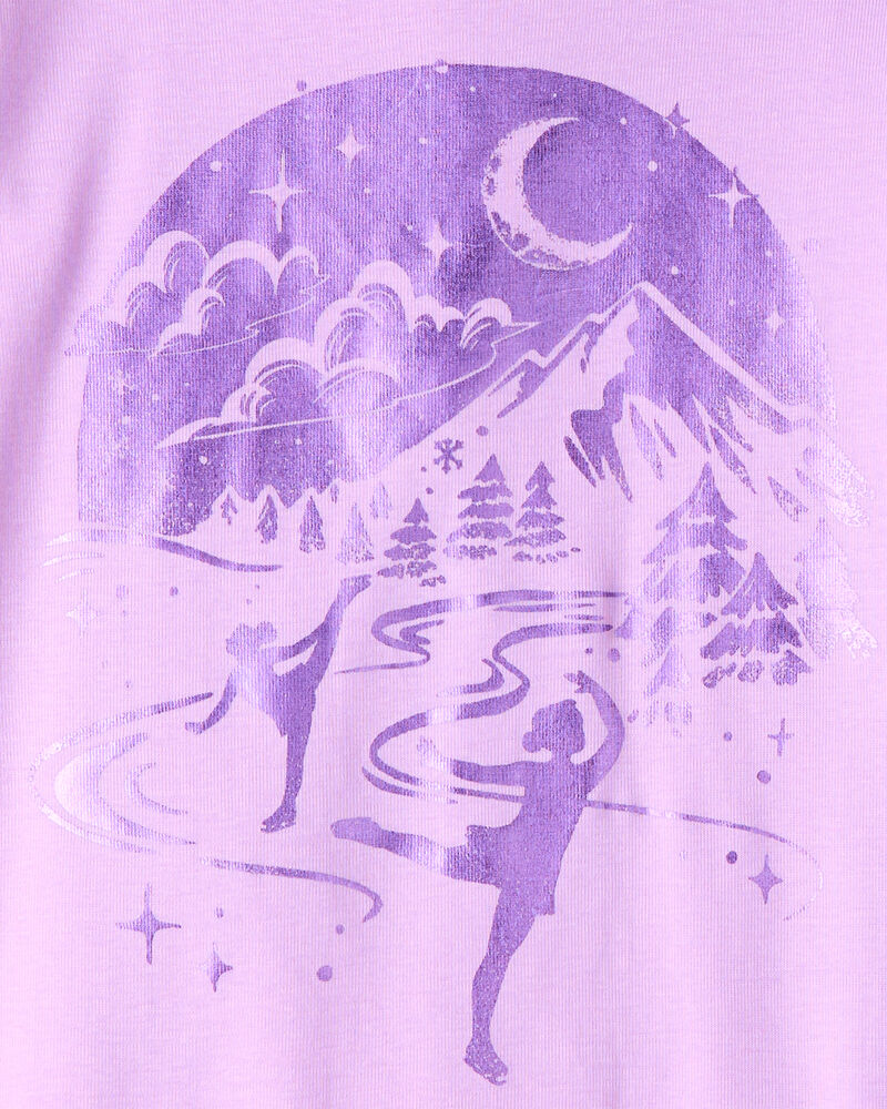 Girls Ice Skates 100% Cotton Snug Fit 4-Piece Pyjamass - Purple, image 2 of 4 slides
