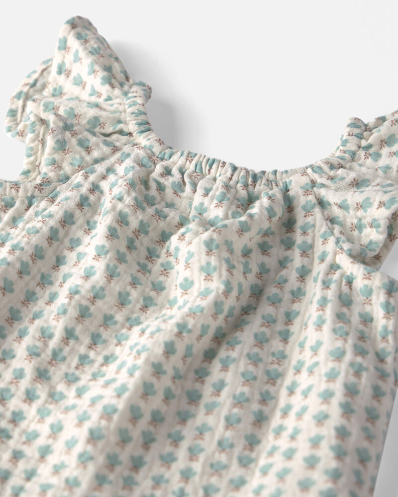 B&eacute;b&eacute; fille - Ensemble 2 pi&egrave;ces haut et short en gaze de coton biologique &agrave; motif floral, image 5 sur 6 diapositives