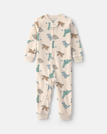 Toddler Boy 1-Piece Dino DreamPlush Snug Fit Pyjama - Cream, 