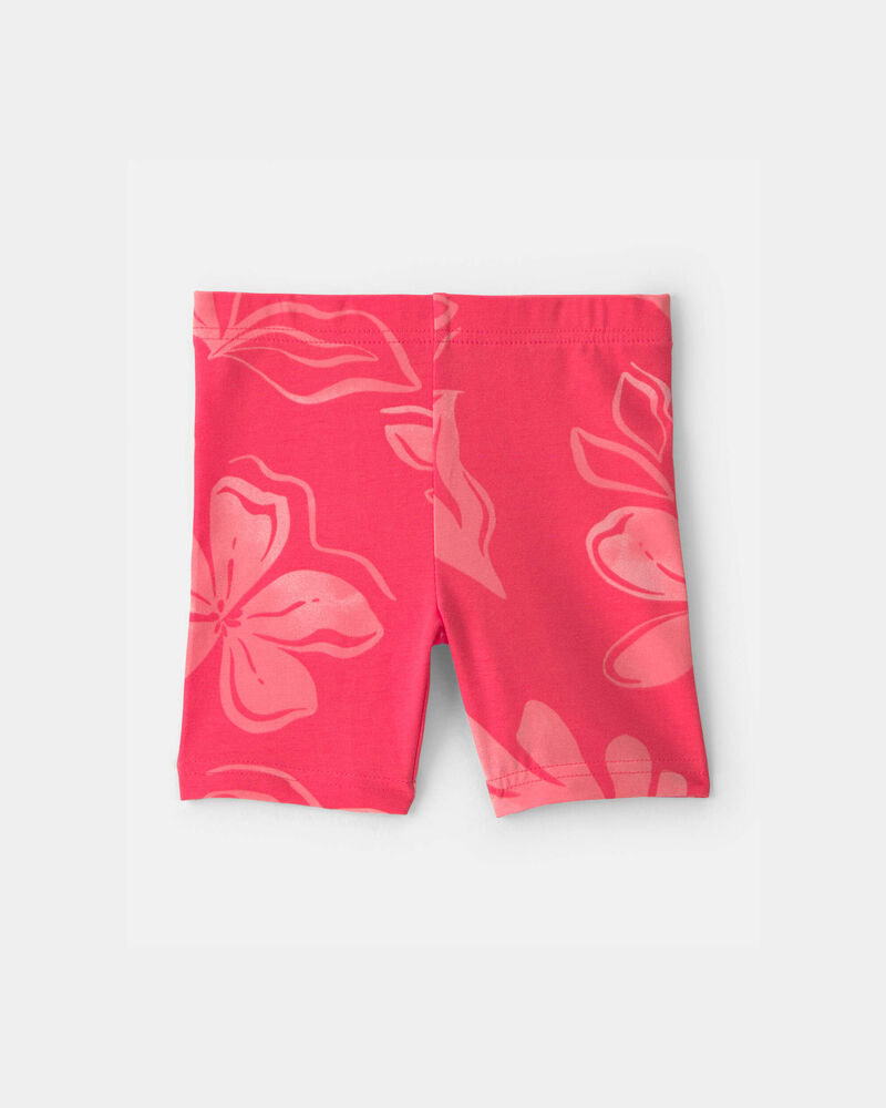Toddler Girl Floral Bike Shorts - Coral, image 2 of 3 slides