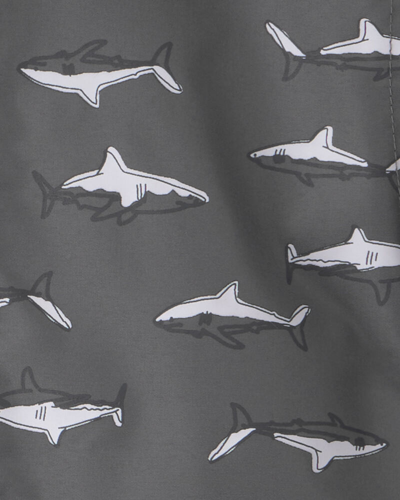 Toddler Boy Slate Shark Rain Jacket- Black, image 3 of 3 slides