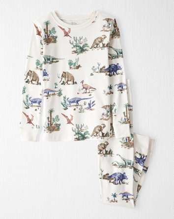 Kids Dinosaur Print Organic Cotton 2-Piece Pyjamas, 